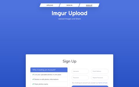 Sign Up - Imgur Upload