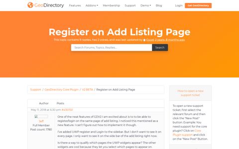 Register on Add Listing Page - GeoDirectory Support