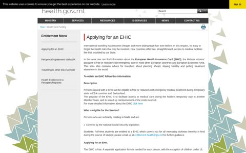 Applying for an EHIC - Ministry for Health Malta