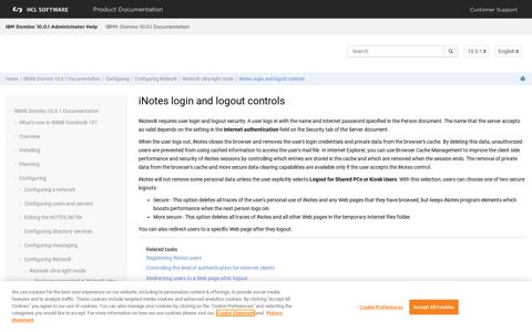 iNotes login and logout controls - Product Documentation