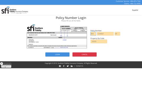 Policy Number Login - Southern Fidelity