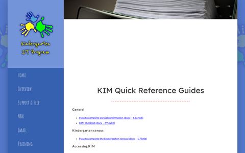 KIM Quick Reference Guides – Kindergarten IT Program