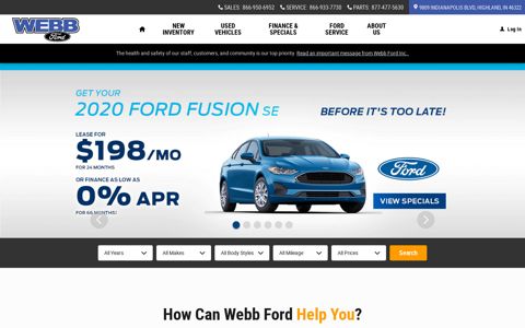 Webb Ford Inc. | Ford Dealership in Highland IN