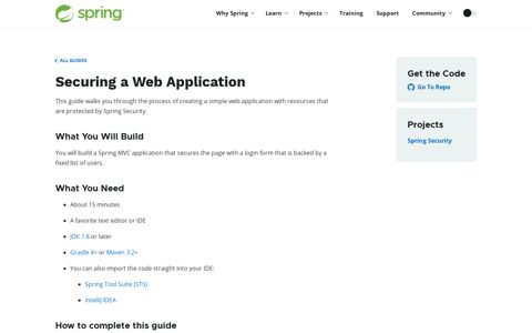 Getting Started | Securing a Web Application - Spring