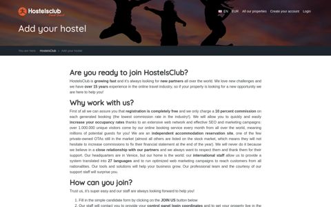 Add your hostel · HostelsClub