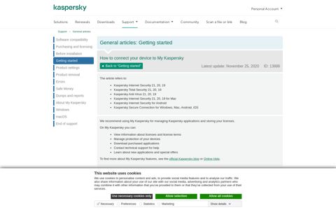 How to connect your device to My Kaspersky