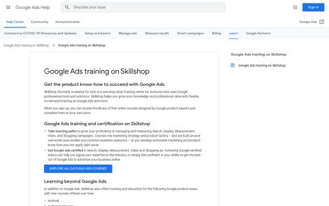 Google Ads training on Skillshop - Google Ads Help
