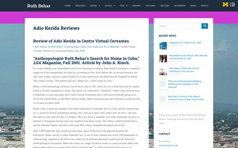 Adio Kerida Reviews – Ruth Behar - University of Michigan