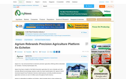 Agrium Rebrands Precision Agriculture Platform As Echelon ...