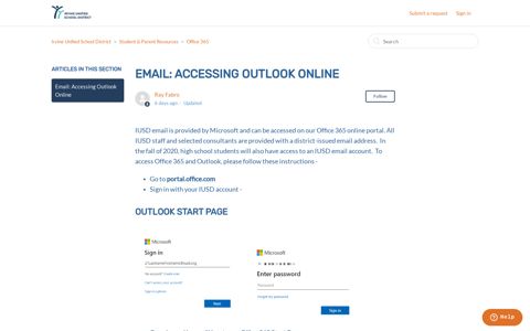 Email: Accessing Outlook Online – Irvine Unified School District