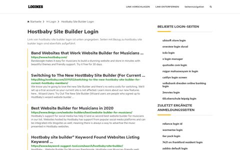 Hostbaby Site Builder Login | Allgemeine Informationen zur ...