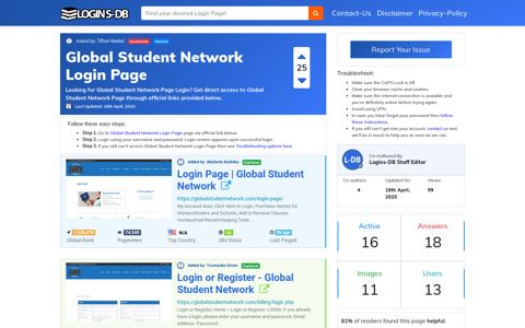 Global Student Network Login Page - Logins-DB