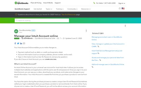 Manage your Intuit Account online - QuickBooks