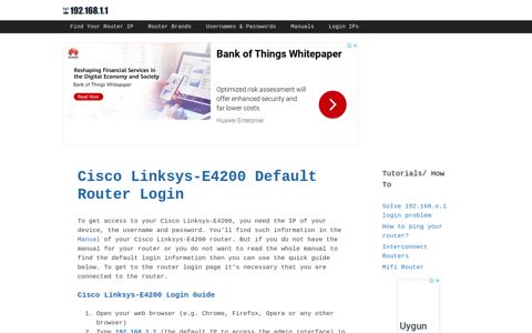 Cisco Linksys-E4200 - Default login IP, default username ...