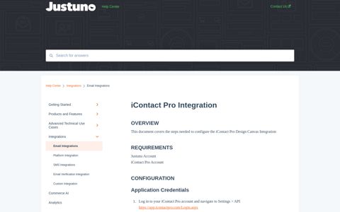 iContact Pro Integration - Justuno Support