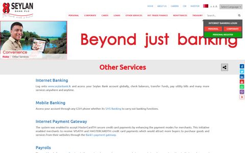 Other Services | Seylan Bank PLC - Seylan Internet Banking