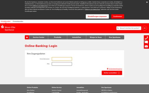 Online-Banking: Login - Weser-Elbe Sparkasse