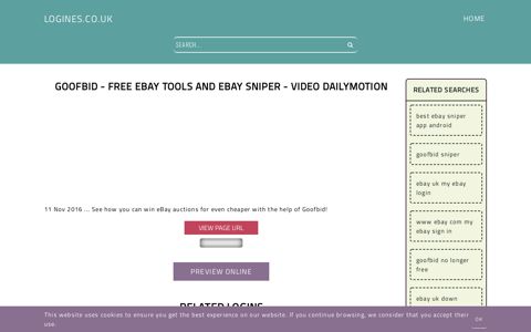 Goofbid - Free eBay tools and eBay Sniper - video dailymotion ...
