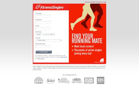 Fitness-Singles Registration
