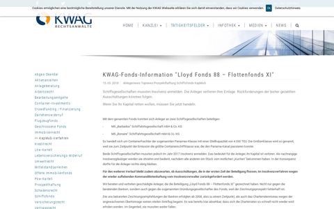 KWAG-Fonds-Information "Lloyd Fonds 88 – Flottenfonds XI ...