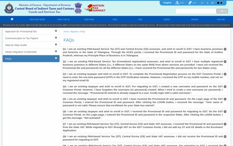 FAQs on Migration to GST - CBIC-GST