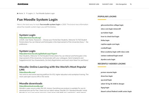 Fue Moodle System Login ❤️ One Click Access - iLoveLogin