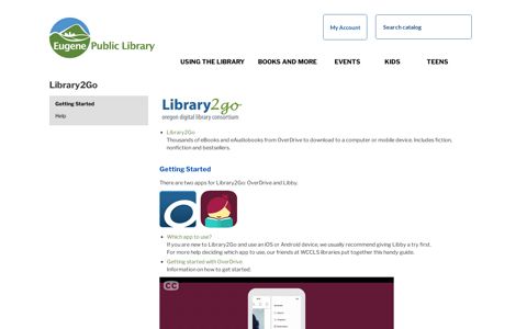 Getting Started - Library2Go - All Guides at Eugene Public ...