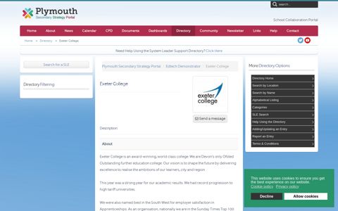 Exeter College - Plymouth Secondary Strategy Portal