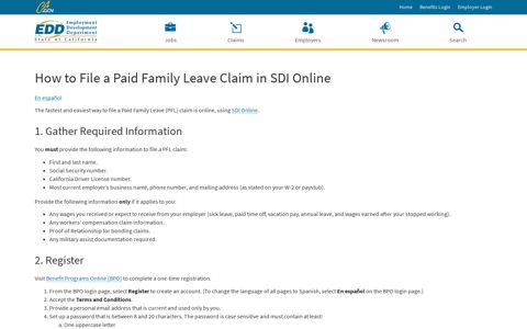 How to File a Paid Family Leave (PFL) Claim in SDI ... - EDd