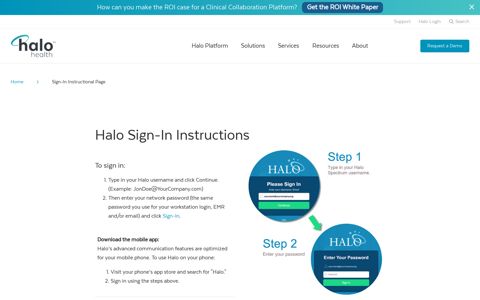 Sign-In Instructional Page | Halo Health