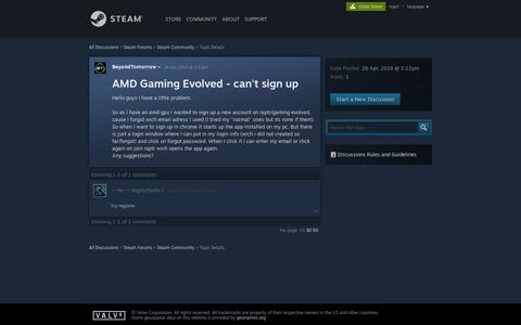 AMD Gaming Evolved - can't sign up :: Steam Community