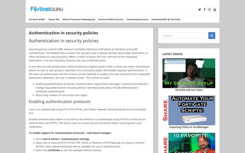Authentication in security policies – Fortinet GURU