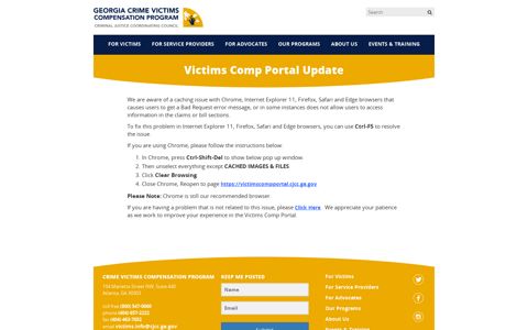 Victims Comp Portal Update – CJCC CVCP : CJCC CVCP