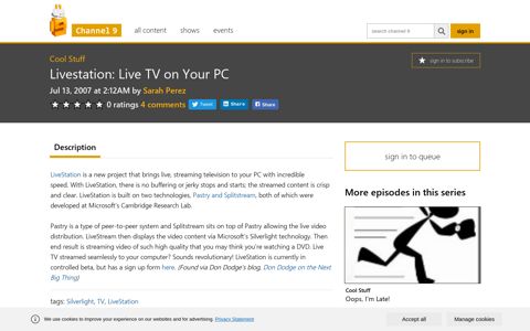 Livestation: Live TV on Your PC | Cool Stuff | Channel 9