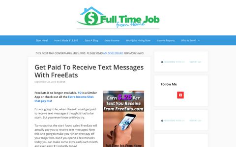 Get Paid To Receive Text Messages With FreeEats | Full Time ...