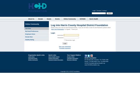 Harris County Hospital District Foundation: User Login
