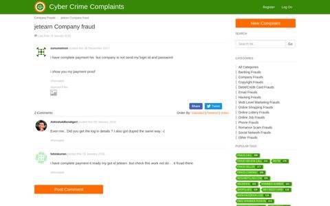 jetearn Company fraud - Cyber Crime Complaints