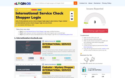 International Service Check Shopper Login