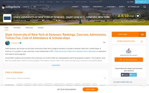 State University of New York at Geneseo: Rankings, Courses ...