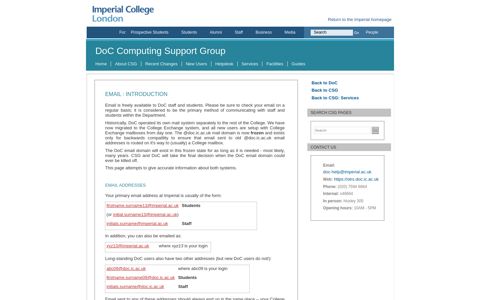 CSG: Services - Email - Department of Computing - Imperial ...