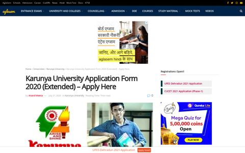 Karunya University Application Form 2020 (Extended) - Apply ...