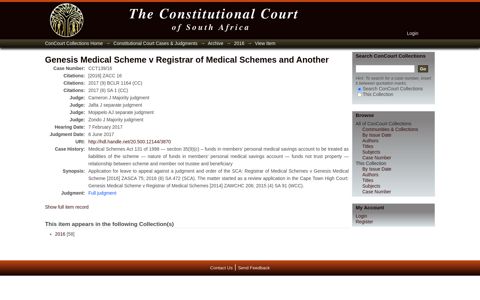 Genesis Medical Scheme v Registrar of Medical Schemes and ...