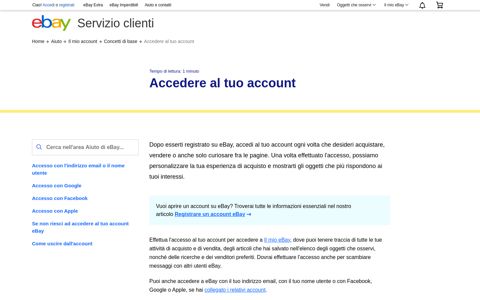 Accedere al tuo account | eBay