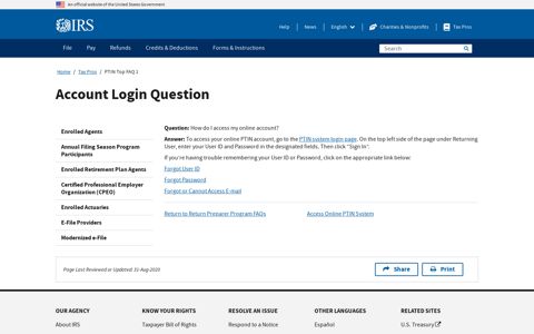 PTIN Top FAQ 1 | Internal Revenue Service