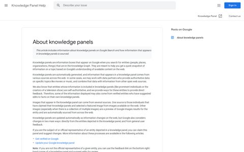 About knowledge panels - Knowledge Panel Help - Google ...