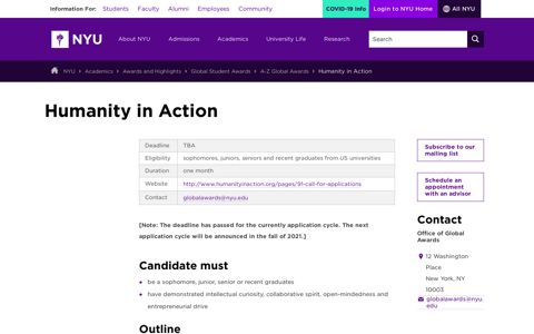 Humanity in Action - NYU