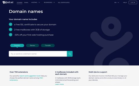 Domain names: choose from over 750 extensions - Gandi.net