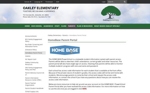 HomeBase Parent Portal - Oakley Elementary