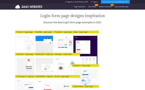 Login form page designs inspiration - SaaS Websites