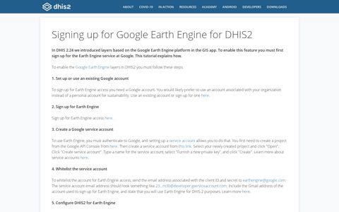 Signing up for Google Earth Engine for DHIS2 | DHIS2